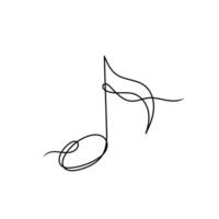 a musical note is drawn in a single line vector