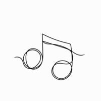 a musical note drawn in a simple line vector