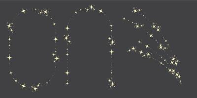 Magic star arch. Stars arch, star compositions graphic art. Shiny elements, starry and dots silhouettes. Comets and abstract constellations, retro celestial set vector