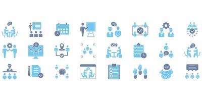 meeting. Set of editable stroke icons.Set of meeting vector