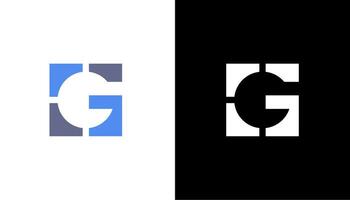 Letter G square Logo With Creative Icon . Initial Letter G Logo. White and black Background. Usable for Business and Branding Logos. Flat vector