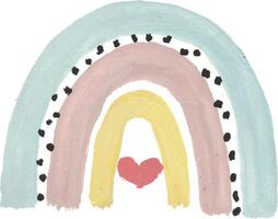 a watercolor drawing of a rainbow with a heart in the middle vector