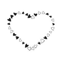 Outline and filled dark Heart shape hearts Black Day greeting Abstract Frame Copy space Template idea. Isolated illustration Thematic cards or web promo banner, leaflets, print materials or tag vector