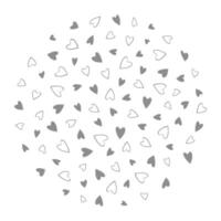 Filled and Outline Hand drawn hearts Circular Backdrop in grayscale. Black Day greeting design idea. Isolated illustration Thematic cards, invitations, leaflet, price, label or web promo banner vector