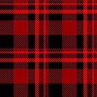 Couch tartan seamless textile, full texture plaid check. 50s pattern fabric background in red and black colors. vector