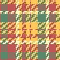 Hounds tooth seamless plaid fabric, towel check textile tartan. Production background texture pattern in red and amber colors. vector