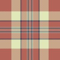 Repeating plaid check texture, stitched textile fabric seamless. Cultural pattern background tartan in light and red colors. vector