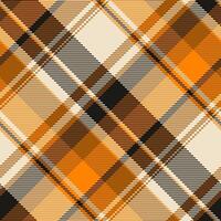Stylish seamless pattern check, invite fabric texture. Trendy textile tartan background plaid in light and orange colors. vector