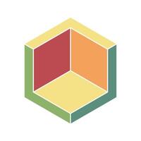 Stylish pastel hexagonal cube graphic. Ideal for presentations, website backgrounds, or minimalist designs needing a modern, geometric touch. Versatile and clean aesthetic. vector
