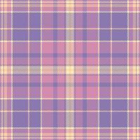 Elegant pastel plaid pattern in purple, pink, and cream. Ideal for textile design, fashion, websites, and branding. Seamless repeat texture adds a touch of sophisticated charm. vector