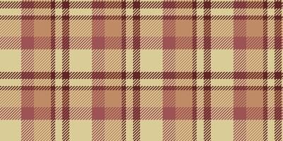 Woven texture fabric plaid, artistic tartan seamless textile. Eps pattern check background in red and yellow colors. vector