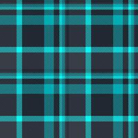 Open check plaid tartan, infant seamless pattern textile. Mesh texture fabric background in dark and cyan colors. vector