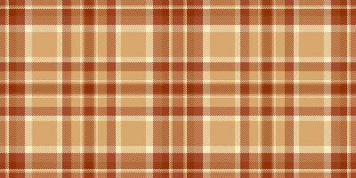 Cowboy textile fabric, 60s tartan seamless pattern. Salmon background texture check plaid in orange and light colors. vector
