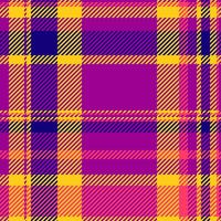 Manufacture plaid textile, network fabric background check. Chinese new year texture tartan pattern seamless in magenta and yellow colors. vector
