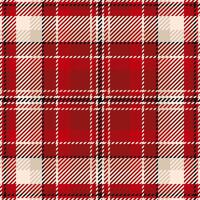 Machinery fabric seamless background, spring pattern textile texture. Fibrous tartan check plaid in red and antique white colors. vector