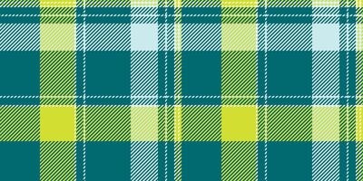 International texture textile pattern, france check tartan plaid. Layered fabric background seamless in cyan and pear colors. vector