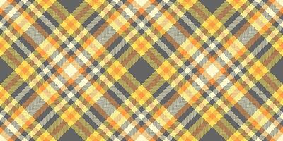 No people seamless textile pattern, abstract tartan plaid fabric. Bed texture background check in dim gray and mustard colors. vector