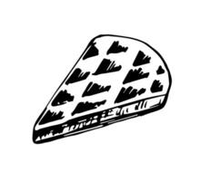 Sweet pastries, triangular waffle. For prints, menu, recipes, cafes. Simple black and white drawing. vector
