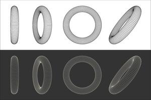 graphic asset in a retro futuristic style, wireframe elements in various forms and bold modern shapes, ideal for design templates, posters, banners, clothing, stickers, and other vector