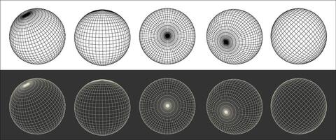 sphere graphic asset in a retro futuristic style, featuring wireframe elements in various forms and bold modern shapes, ideal for design templates, posters, banners, clothing, stickers, and other vector