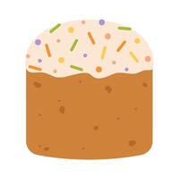 Easter cake with icing decorated with confectionery sweets. Flat isolated illustration vector