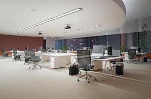 Modern office interior design. 3d photo