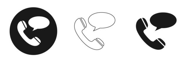 A simple phone call communication icon silhouette, featuring a classic handset design, set against a white background, symbolizing connectivity and interaction. vector