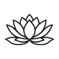 A Beautiful lotus flower silhouette, featuring symmetrical petals in a balanced design, set against a white background, symbolizing purity and tranquility. vector