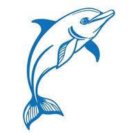 A dynamic dolphin fish silhouette, showcasing its curved body and flowing fins, set against a white background, symbolizing agility, grace, and oceanic beauty vector