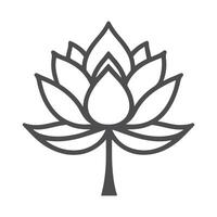 A serene lotus silhouette, featuring symmetrical petals in a balanced design, set against a white background, symbolizing purity and tranquility. vector