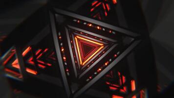 Red and Orange Neon Strobe Geometric Triangle Tunnel Background VJ Loop I 4K video