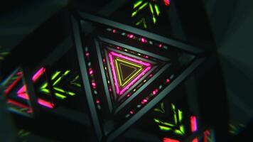 Light Green and Pink Neon Strobe Geometric Triangle Tunnel Background VJ Loop I 4K video