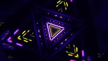 Yellow and Purple Neon Strobe Geometric Triangle Tunnel Background VJ Loop I 4K video