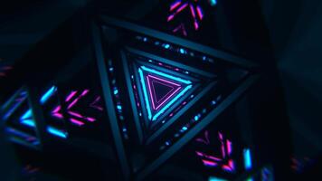 Cyan and Pink Neon Strobe Geometric Triangle Tunnel Background VJ Loop I 4K video
