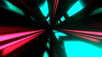 Red and Turquoise Striped Abstract Endless Neon Tunnel Background VJ Loop I 4K video