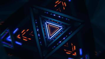 Light Blue and Orange Neon Strobe Geometric Triangle Tunnel Background VJ Loop I 4K video