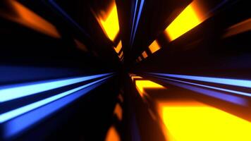 Light Blue and Orange Striped Abstract Endless Neon Tunnel Background VJ Loop I 4K video
