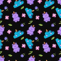 Cute candles seamless pattern. Playful colorful print with trendy candles in different shapes. Flat illustartion on black background. vector