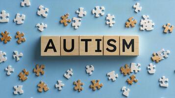 Autism awareness puzzle pieces showing neurodiversity and asperger syndrome. photo