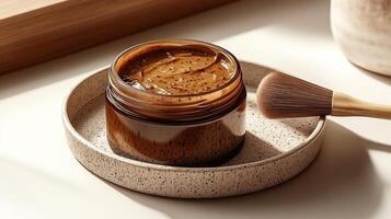The creamy texture of a natural body scrub invites relaxation and indulgence photo