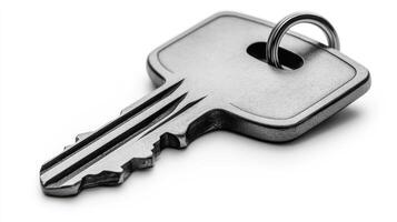 A solitary key lies on a pristine surface, evoking thoughts of security and belonging photo