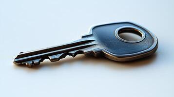 The key showcases intricate details, reflecting light beautifully on a smooth surface photo