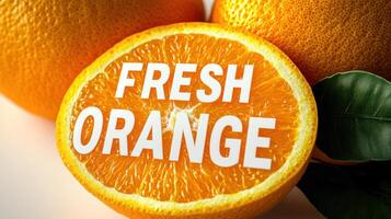 Half a juicy orange showcases its vibrant color and fresh texture photo