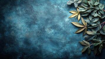 Vibrant leaves rest on a textured blue, signaling autumn's arrival photo