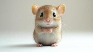 This adorable mouse looks inquisitive, surrounded by gentle, diffused light photo