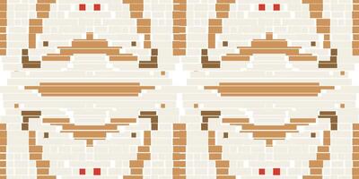 Retro Arabic Tile Patternfolk Embroidery, Aztec Geometric Ornament Print. Design for Carpet, Wallpaper, Clothing, Wrapping, Fabric vector