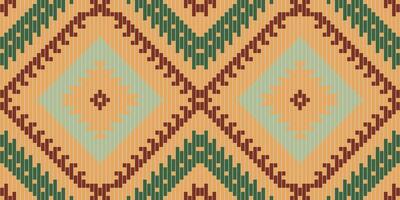Geometric Tribal Ikat Pattern Originfolk Embroidery, Aztec Geometric Ornament Print. Design for Carpet, Wallpaper, Clothing, Wrapping, Fabric vector