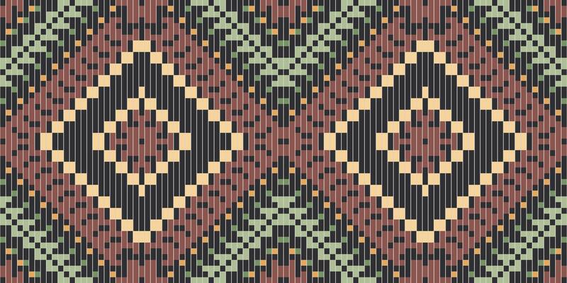 Pixel Ikat Pattern Originfolk Embroidery, Aztec Geometric Ornament Print. Design for Carpet, Wallpaper, Clothing, Wrapping, Fabric