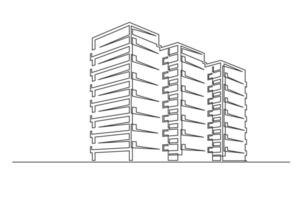 Continuous one line building isolated on white background vector