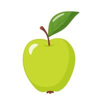 fresh ripe green apple with leaves vector